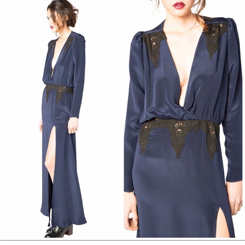 COPY - STONE COLD FOX XS/S ALABAMA LACE & SILK MAXI DRESS